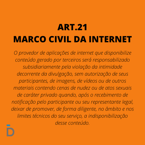 Art.21 do Marco Civil da Internet e a  responsabilidade das redes sociais retirarem conteúdos sexuais